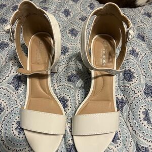 Shoes by Chinese Laundry- white heels.
